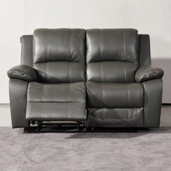 Parker Faux Leather Electric Recliner 2 Seater Sofa In Grey_1