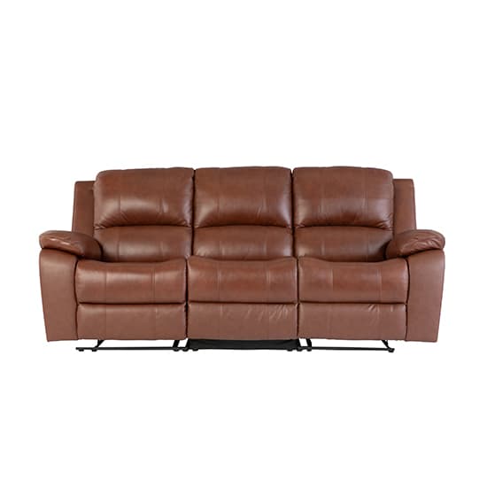 Parker Faux Leather Electric Recliner 3 Seater Sofa In Dark Tan_3
