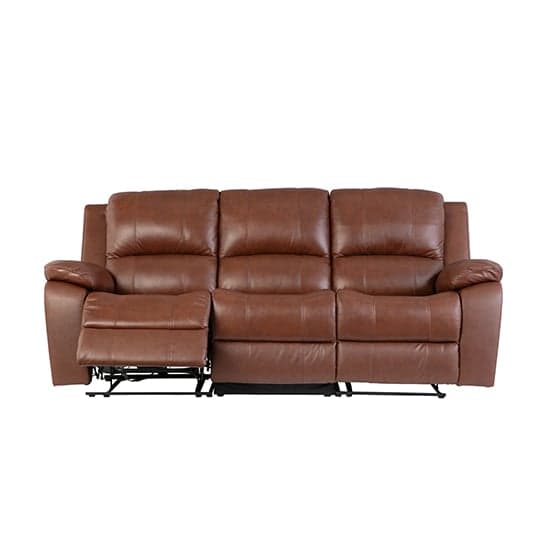 Parker Faux Leather Electric Recliner 3 Seater Sofa In Dark Tan_4