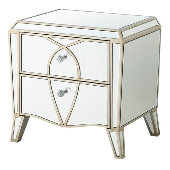 Parker Mirrored Bedside Cabinet With 2 Drawers In Champagne_2