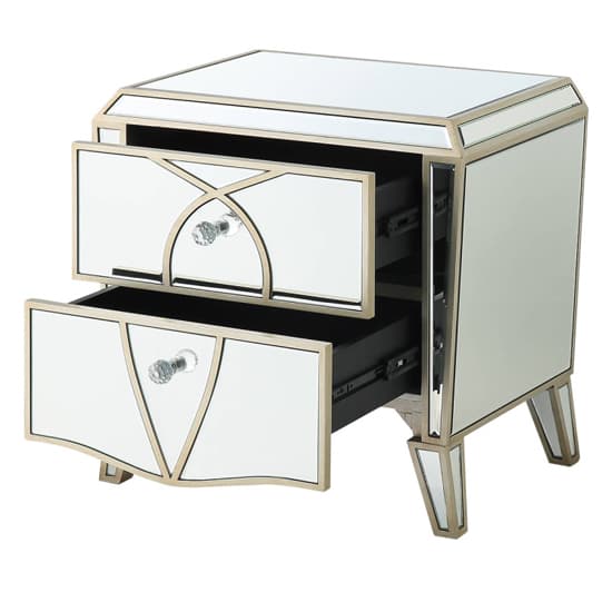 Parker Mirrored Bedside Cabinet With 2 Drawers In Champagne_3