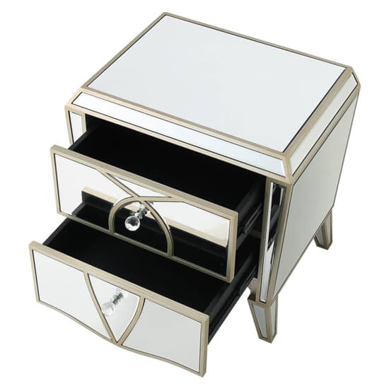 Parker Mirrored Bedside Cabinet With 2 Drawers In Champagne_4