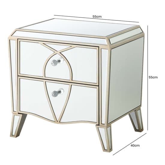 Parker Mirrored Bedside Cabinet With 2 Drawers In Champagne_7