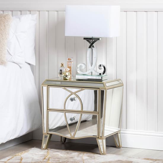 Parker Mirrored Bedside Cabinet With 2 Drawers In Champagne_8