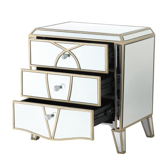 Parker Mirrored Bedside Cabinet With 3 Drawers In Champagne_5