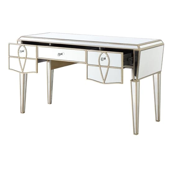 Parker Mirrored Dressing Table With 3 Drawers In Champagne_2