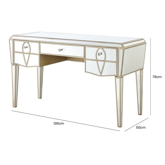 Parker Mirrored Dressing Table With 3 Drawers In Champagne_5