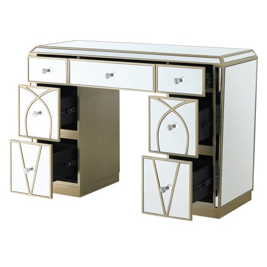 Parker Mirrored Dressing Table With 7 Drawers In Champagne_2