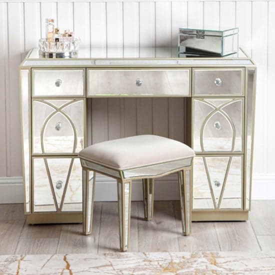 Parker Mirrored Dressing Table With 7 Drawers In Champagne_5