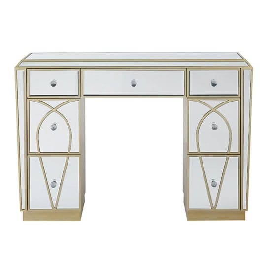 Parker Mirrored Dressing Table With 7 Drawers In Champagne_1