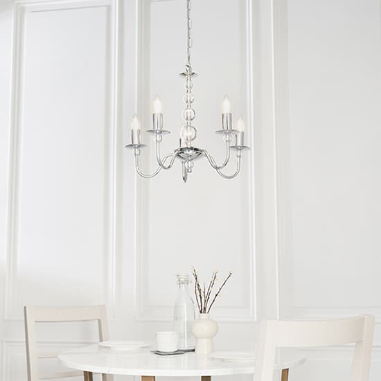 Parkstone 5 Lights Clear Glass Ceiling Pendant Light In Chrome_3