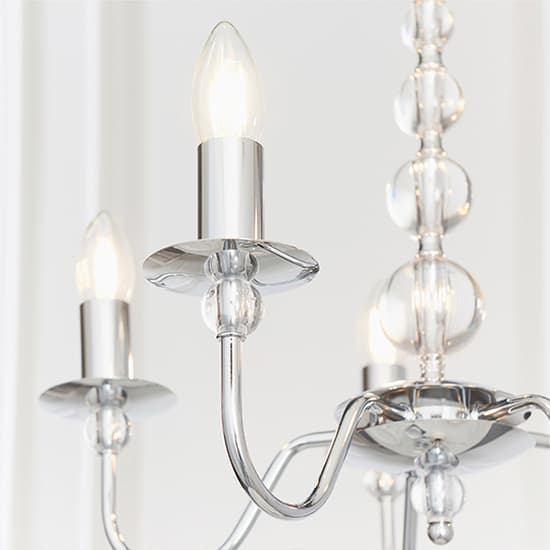 Parkstone 5 Lights Clear Glass Ceiling Pendant Light In Chrome_4