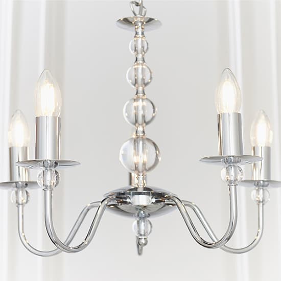 Parkstone 5 Lights Clear Glass Ceiling Pendant Light In Chrome_5
