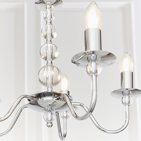 Parkstone 5 Lights Clear Glass Ceiling Pendant Light In Chrome_6