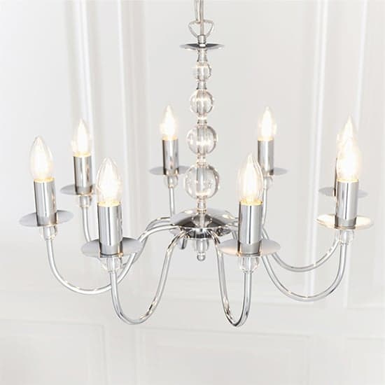 Parkstone 8 Lights Clear Glass Ceiling Pendant Light In Chrome_2