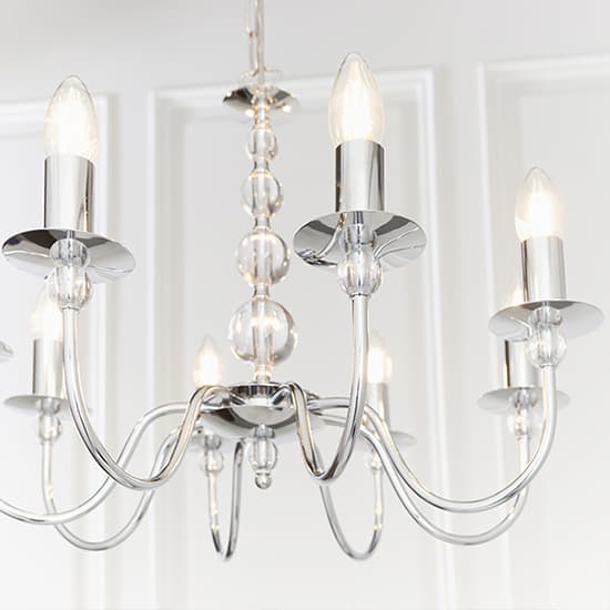 Parkstone 8 Lights Clear Glass Ceiling Pendant Light In Chrome_4