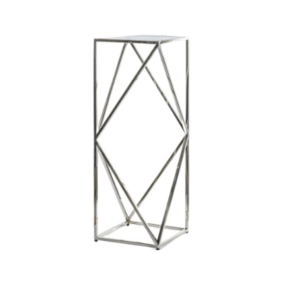 Parmost Large Clear Glass Side Table With Silver Metal Frame_4