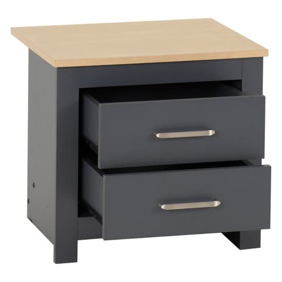 Parnu Wooden Bedside Cabinet With 2 Drawers In Grey And Oak_3