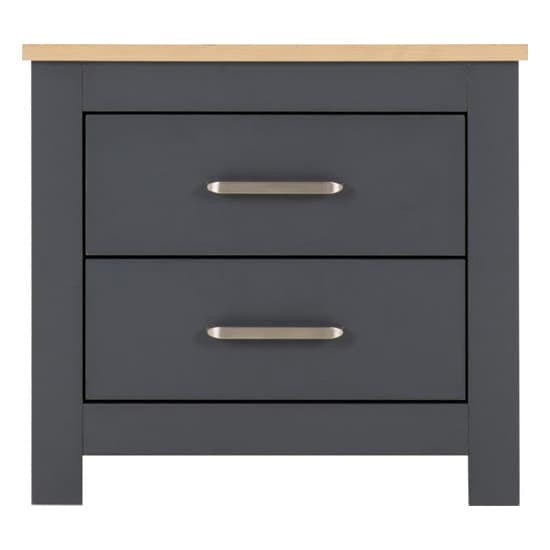 Parnu Wooden Bedside Cabinet With 2 Drawers In Grey And Oak_4