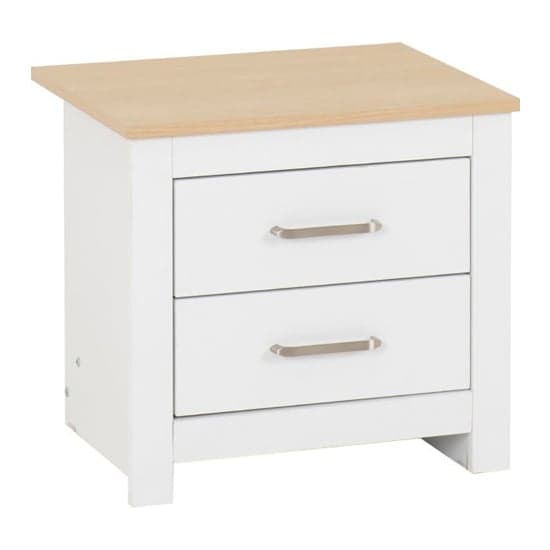 Parnu Wooden Bedside Cabinet With 2 Drawers In White And Oak_2