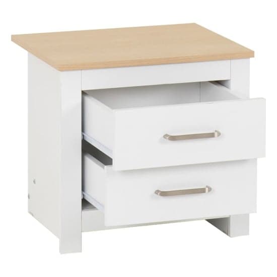 Parnu Wooden Bedside Cabinet With 2 Drawers In White And Oak_3