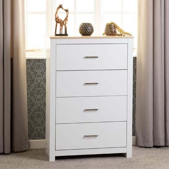 Parnu Wooden Chest Of 4 Drawers In White And Oak_1