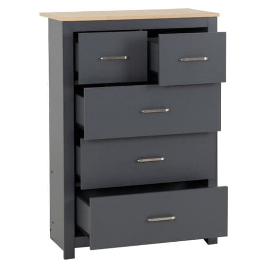 Parnu Wooden Chest Of 5 Drawers In Grey And Oak_3