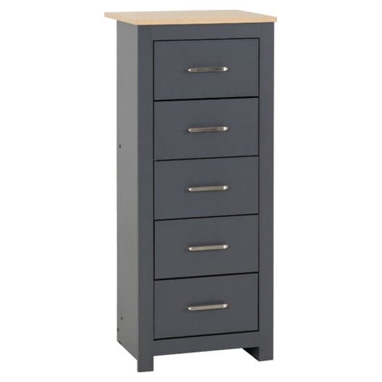 Parnu Wooden Chest Of 5 Drawers Narrow In Grey And Oak_2