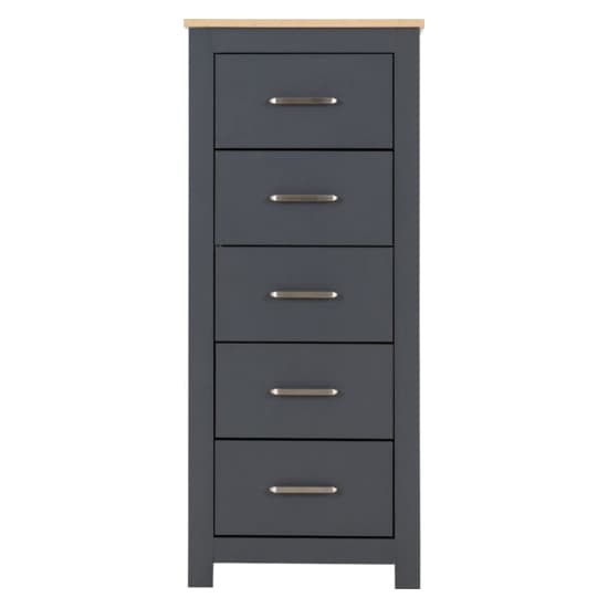 Parnu Wooden Chest Of 5 Drawers Narrow In Grey And Oak_4