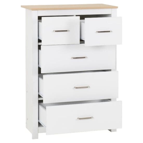 Parnu Wooden Chest Of 5 Drawers In White And Oak_3
