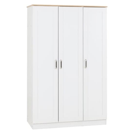 Parnu Wooden Wardrobe With 3 Doors In White And Oak_2