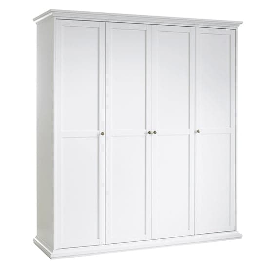 Paroya Wooden 4 Doors Wardrobe In White_3