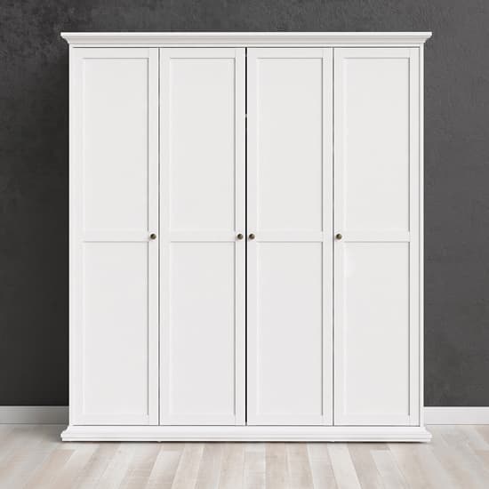 Paroya Wooden 4 Doors Wardrobe In White_1