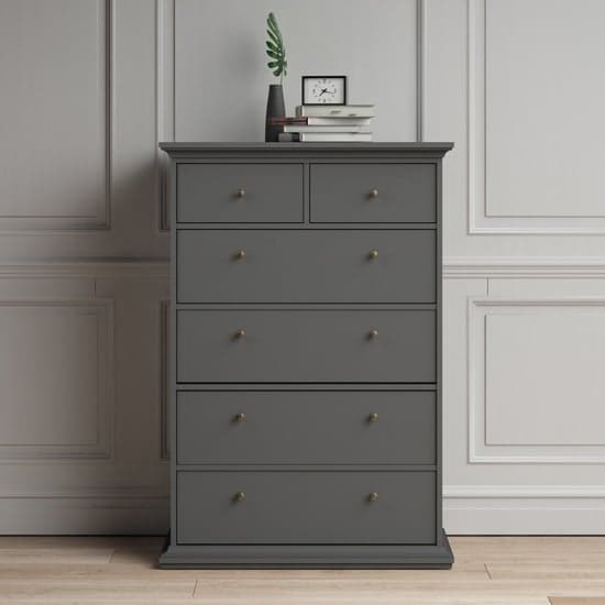 Paroya Wooden Chest Of Drawers In Matt Grey With 6 Drawers_1