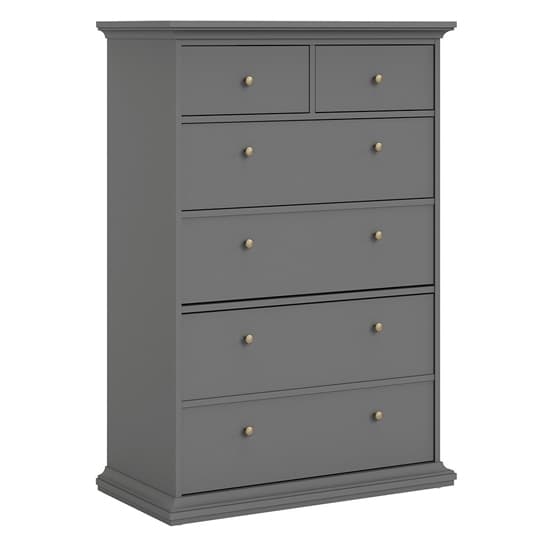 Paroya Wooden Chest Of Drawers In Matt Grey With 6 Drawers_3