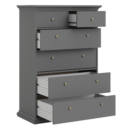 Paroya Wooden Chest Of Drawers In Matt Grey With 6 Drawers_4