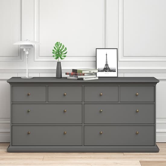 Paroya Wooden Chest Of Drawers In Matt Grey With 8 Drawers_1