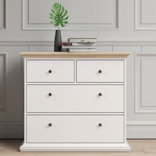 Paroya Wooden Chest Of Drawers In White And Oak With 4 Drawers_1