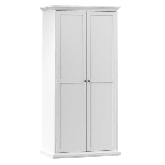 Paroya Wooden Double Door Wardrobe In White_2