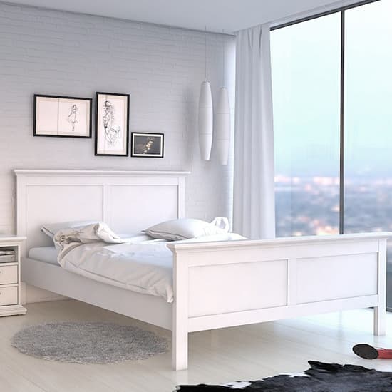 Paroya Wooden Super King Size Bed In White_2