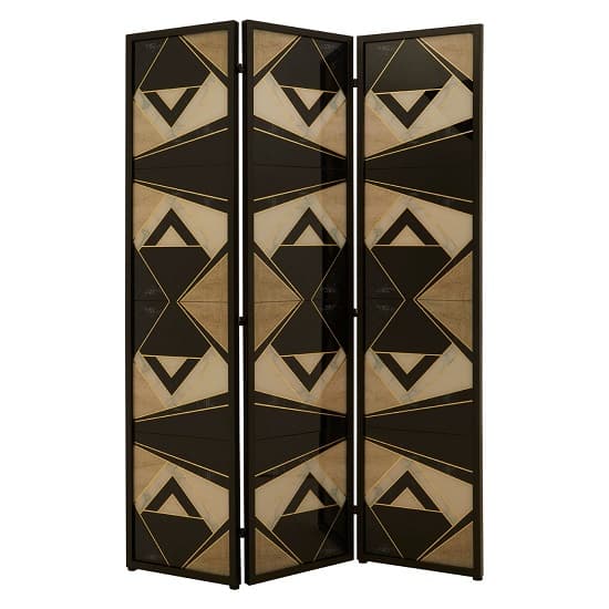 Parra Wooden Folding Patterned Black And White Room Divider Furniture
