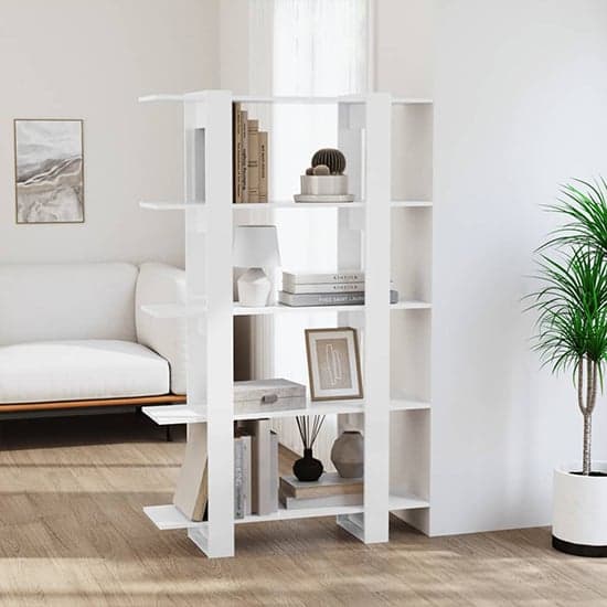 Parry High Gloss Bookcase And Room Divider In White_2