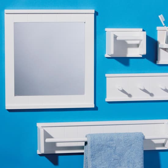 Partland Wall Bathroom Mirror In White Frame Furniture in Fashion