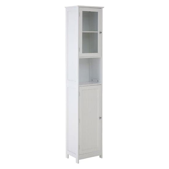Partland Wooden Floor Standing Tall Bathroom Cabinet In White_1