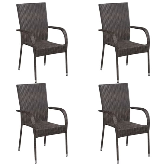 Pasco Small Wooden Rattan 5 Piece Garden Dining Set In Brown_4