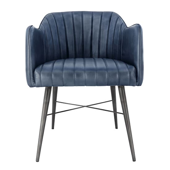 Pathein Faux Leather Armchair Blue With Black Legs_2