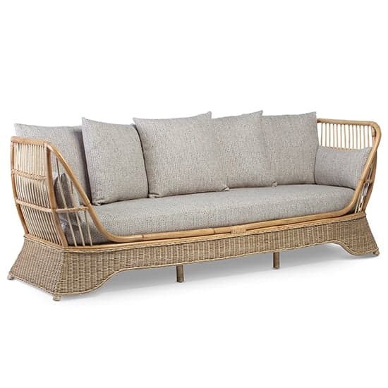 Patnos Rattan Day Bed With Blush Tweed Fabric Seat Cushion_2