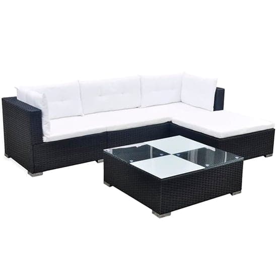 Paton Rattan 5 Piece Garden Lounge Set With Cushions In Black_2