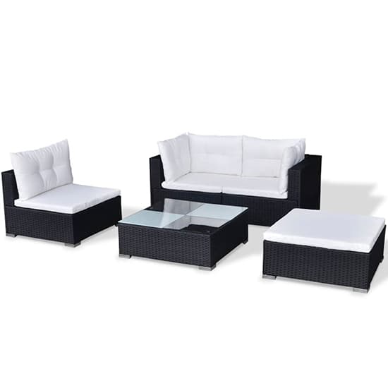 Paton Rattan 5 Piece Garden Lounge Set With Cushions In Black_3