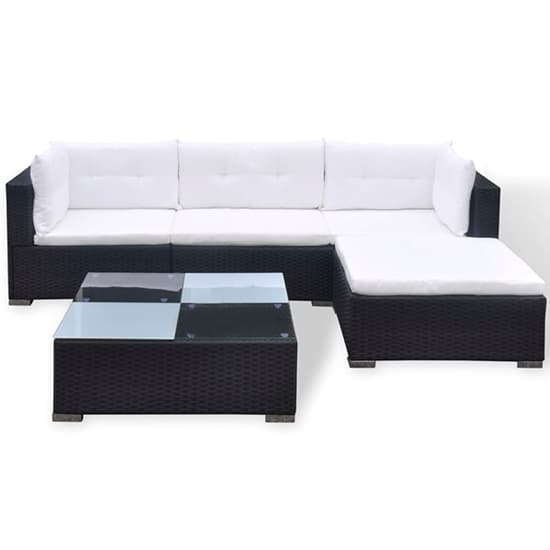 Paton Rattan 5 Piece Garden Lounge Set With Cushions In Black_4